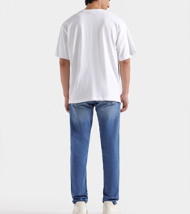 เสื้อยืดผู้ชายโอเวอร์ไซส์สีพื้นผ้าฝ้ายแขนสั้นลำลองแฟชั่นสีพื้น - Product Image 5