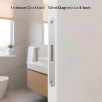 BBDHOME Corps de serrure magnétique silencieux 7050 en nickel satiné pour porte en bois avec plaque en acier inoxydable 201 pour salle de bain
