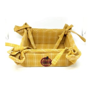 Corbeille à pain en coton lin naturel de qualité alimentaire brodée 25x25cm carré lavable durable conserve la chaleur service de boulangerie - Product Image 2