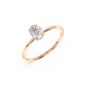 Bague de fiançailles REYES élégante en diamant de laboratoire taille ovale 1 carat pour femme, or blanc massif 14 carats, certifiée IGI, bijoux fins - Product Image 1