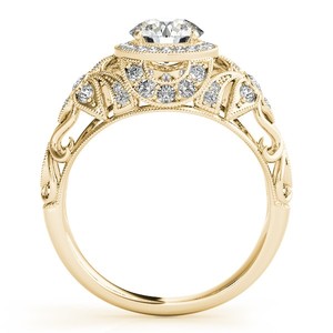 Bague de fiançailles halo de style édouardien avec diamant de 1,18 ct, motif floral, en or jaune 14 carats, sertie à griffes, couleur G-H, clarté SI1-SI2, pour femme - Product Image 1