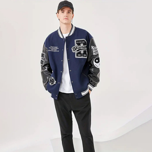 New Design <b>Men</b> Winter Varsity <b>Jacket</b> Plush Stand Collar Loose Fit <b>Letter</b> Pattern Chenille Embroidery High Street Wear - Product Image 5