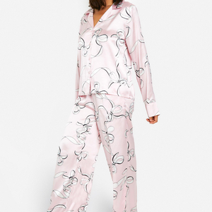 Pijamas Cómodos para Mujer, Ropa de Dormir de Tela de Alta Calidad, Diseño Múltiple, Ligeros, Transpirables, Bordados, Cintura Elástica Completa - Product Image 6