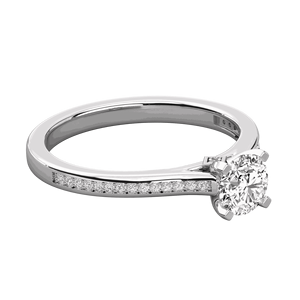 แหวนหมั้นชุดง่ามเพชรตัดทรงกลมสำหรับผู้หญิง - Product Image 3