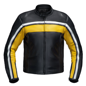 Legacy Men's Racing Motorbike Jacket Soft Cowhide Leather CE-Certified <b>Protectors</b> Windproof Custom Yellow Black Color Scheme - Product Image 1