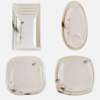 Vajilla de Melamina Blanca Irrompible Personalizable, Platos Pintados a Mano, Tazones Grandes, Diseño Sostenible para Uso en el Hogar y Restaurantes