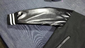 KIC <b>STAR</b> FASHION INDUSTRY Men's Varsity Letterman Baseball Bomber Hooded <b>Jacket</b> 100% Wool Coated Stand Collar Covered Front - Product Image 3