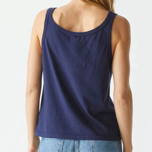 Camiseta sin mangas de mujer con cuello redondo acanalado, a la moda, de verano, color liso, transpirable, elástica, ajuste casual, OEM - Product Image 6