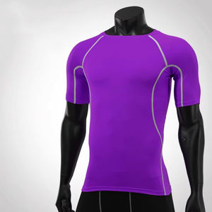 Vêtements de course à compression pour hommes 2025, matière polyester et élasthanne, col rond, respirant, manches courtes, coupe ajustée, t-shirts de sport - Product Image 6