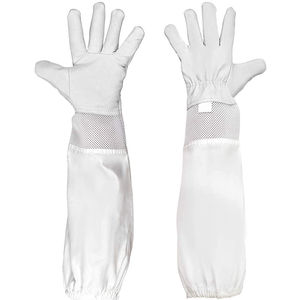 Guantes de trabajo para mantenimiento de abejas, guantes de seguridad de lona a prueba de picaduras de abeja de manga larga, cuero de vaca de Palma antideslizante para caza - Product Image 1