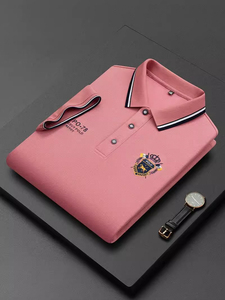 Chemise d'été décontractée pour homme en jersey de coton/spandex respirant, sans repassage, à manches courtes, de haute qualité, couleur unie, pour l'exportation - Product Image 2