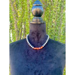 Collar de Perlas de Ostra Espinosa Navajo de 12 mm con Plata de Ley, Joyería Cultural Coleccionable - Product Image 2