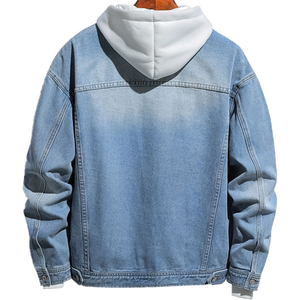 Personalizable de los hombres 100% Chaqueta de mezclilla de algodón Nueva moda láser impreso PU Material Street Style Casual XS Servicio OEM disponible - Product Image 2