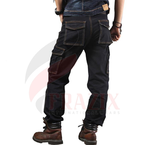 Pantalon cargo en jean personnalisé pour homme, coupe droite, décontracté, extensible, respirant, 100% coton, jean lavé - Product Image 3