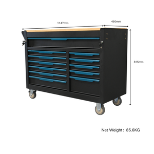 Armoire à outils modulaire robuste et antivol OEM à 12 tiroirs avec plan de travail pour <span class=keywords><strong>garage</strong></span>, atelier, réparation, stockage - Product Image 6