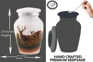 Urnes de crémation souvenir pour cendres humaines-Urnes décoratives pour cendres humaines Femme et homme | Mini urne Ensemble de 4 cerfs - Product Image 3