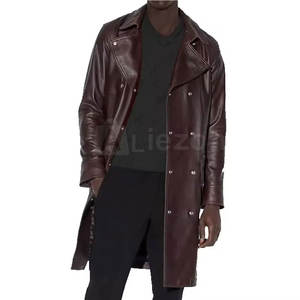 Manteau en cuir d'hiver pour hommes, manteau en cuir d'extérieur durable à double boutonnage pour l'extérieur - Product Image 3
