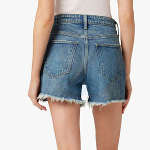 กางเกงยีนส์ขาสั้นเอวสูงผู้หญิง ผ้าฝ้าย 100% ขายส่ง พร้อมโลโก้สั่งทำ แห้งเร็ว สีสันปรับแต่งได้ ระบายอากาศดี ดีไซน์ใหม่ - Product Image 2