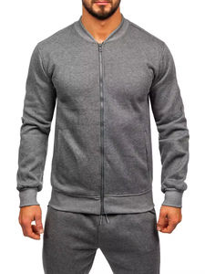 Chándal con cremallera de algodón 100% y logotipo personalizado para Hombre | Conjunto de sudadera y pantalones deportivos de moda | Traje atlético de dos piezas - Product Image 2