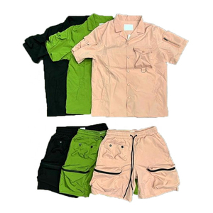Conjunto de Chaqueta corta cortavientos de dos piezas con logotipo personalizado, ropa de calle de nailon y poliéster con cremallera de carga, chándal, conjunto corto cortavientos para hombre - Product Image 3