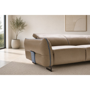 Daniele Modern Living Room Sofa Set Sectional <b>Recliner</b> Options Genuine Leather Fabric Upholstery Extendable Wood Metal Frame - Product Image 4