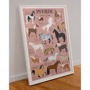 Anime-Inspired Modern Art Deco <b>Poster</b> 'Pferde Dieser Erde' in Pink Framed 61x91.5 cm for Wall Decor Birthday Gift Idea - Product Image 6