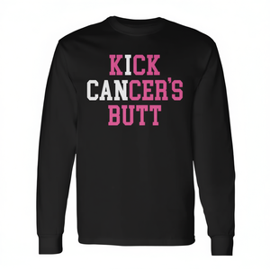 T-shirt a maniche lunghe Kick Cancer's Butt per la sensibilizzazione sul cancro al seno - Product Image 2