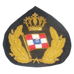 Blazer 3D Maritime Crew Crown Gold Badge Broderie Bullion Wire Design avec Merchant Shipping Company Logo Bullion Hat Badge - Product Image 1