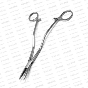 Pince hémostatique incurvée en acier inoxydable de qualité médicale Bozemann 200mm pince à artère chirurgicale mâchoire dentelée porte-aiguille manuel - Product Image 2