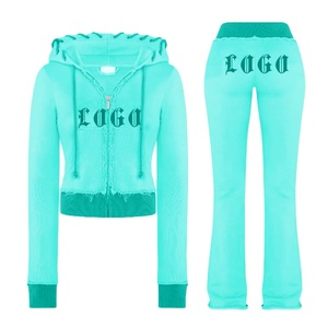 Ensemble de tissu gaufré en molleton uni respirant et décontracté pour femmes, sweat à capuche en coton long, pantalon de survêtement, survêtement de jogging, personnalisé unisexe - Product Image 2