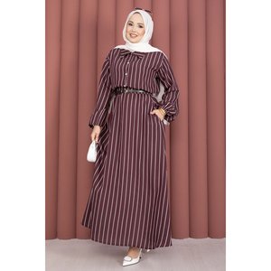 Completo Due Pezzi in Tessuto Crepe a Righe Bordeaux XS/XS, Top Aderente e Gonna Corta per Primavera/Estate - Product Image 5