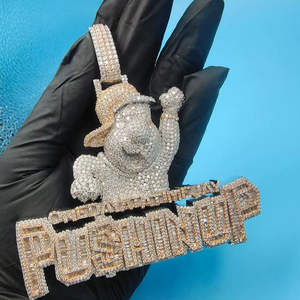 Colgante Personalizado de Plata 925 Estilo Hip Hop con Diamantes de Imitación, Joyería Fina Chapada en Rodio/Oro de 14K, Dijes Unisex - Product Image 1