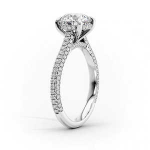 Bague en diamant Moissanite taille ronde pavé Design - Product Image 3