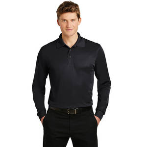 Polo personalizado negro para hombre, Jersey de algodón de manga larga con cuello, camisetas de golf para hombre - Product Image 1
