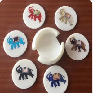 Directo fabricante de la India lujo mármol elefante diseño posavasos hechos a mano calidad asegurada lavable personalizable hogar manteles individuales - Product Image 1