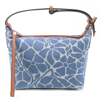 Sac à main pour femme en toile denim mini floral, sac hobo à bandoulière réglable avec fermeture éclair supérieure, garniture en cuir PU, OEM ODM