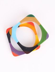 Bijoux PARFAITS Résine Acrylique Bracelet Bracelet Exagéré Éblouissant Multicolore Large Irrégulier Carré Acrylique Bracelets Femmes - Product Image 2