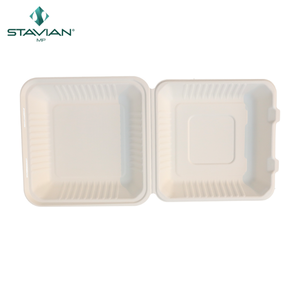 Vaisselle jetable biodégradable 9x9 sans danger pour le micro-ondes Bagasse Matériel Vaisselle à clapet écologique - Product Image 5