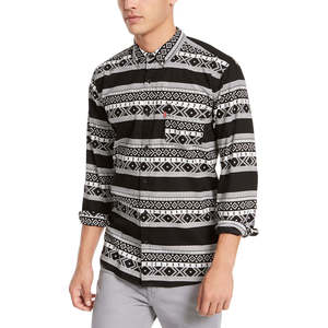 Camicia Casual da Uomo Levi's Norte Regular-Fit a Righe Geometriche, 100% Cotone Popeline Traspirante, Taglia Media-Nero per la Primavera - Product Image 1