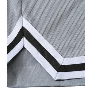 <b>Mens</b> light grey basketball <b>shorts</b> with <b>black</b> drawstring white <b>black</b> trim breathable quick dry gym training sportswear - Product Image 5