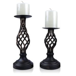 Llamativo Pilar de vela hecho a mano Metal duradero hecho con acabado negro decoración del hogar iluminación Pilar soportes de vela Venta caliente - Product Image 5