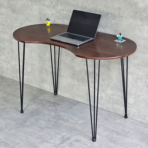 Bean-Shaped 120x60cm Rubber Wood <b>Computer</b> <b>Desk</b> with Hairpin Iron Legs SPD68209 - Product Image 2