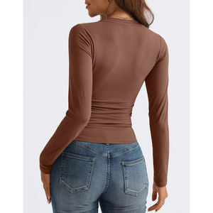 Camisas de Mujer de Última Moda, Ajustadas, de Manga Larga, de Algodón Transpirable, Frescas, Antiarrugas, de Tres Agujas, para Mujer, de Doble Cara - Product Image 6