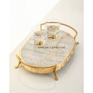 Fabricant de vaisselle de table en nacre et en bois Plateau de service alimentaire de forme ronde Décoratif à l'aspect unique Plateau de service alimentaire - Product Image 5