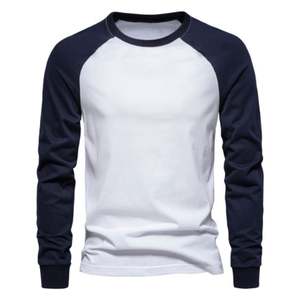 เสื้อยืดแขนยาวผู้ชายแบบใหม่ รับผลิตเสื้อยืดพิมพ์โลโก้ตามสั่ง เสื้อยืดสตรีทแวร์เรียบๆ ผ้า 180 GSM 100% ผ้าฝ้าย - Product Image 4