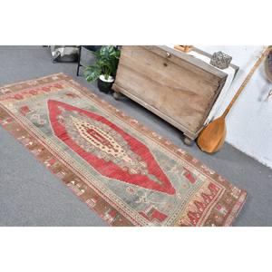 พรมตุรกีแนววินเทจสีแดงสีเบจ3.4 x 7.6ft พรมข้างเตียงสำหรับห้องนอนห้องโถงห้องนอน - Product Image 4