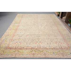Turkish Rug, 6.3x9.6 ft Large Rug, <b>Yellow</b> Bordered <b>Wool</b> Vintage Rug - Product Image 3