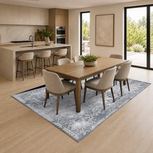 RUGS DEPOT LXDP-0294 Wholesale Grey Silver Marble Effect Digital Printed Machine Washable Chenille Area Rug Non <b>Slip</b> - Product Image 4