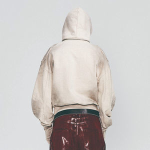 Sudadera con Capucha para Hombre, Estilo Vintage, de Alta Calidad, con Bolsillo Canguro, Lavado con Spray, Apliques Bordados y Costuras Exteriores - Product Image 3