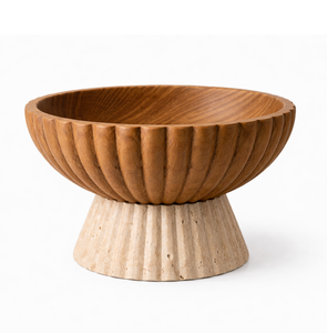 Tazón Decorativo de Piedra Travertino Cuadrado Moderno de Tendencia de Lujo con Base de Pedestal de Madera Sólida para Mesa de Consola, Estante, Adorno para el Hogar - Product Image 6